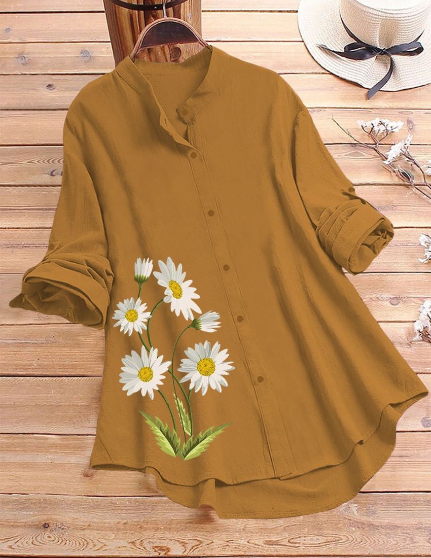 Daisy Bloom Printed Top for Women - Yellow