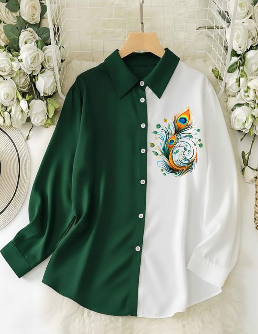 Artistic Printed Shirt - Dark Green