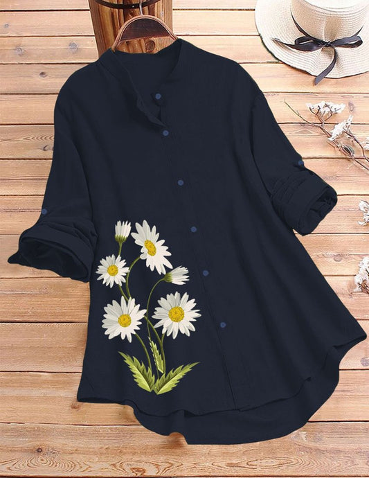 Daisy Bloom Printed Top for Women - Blue